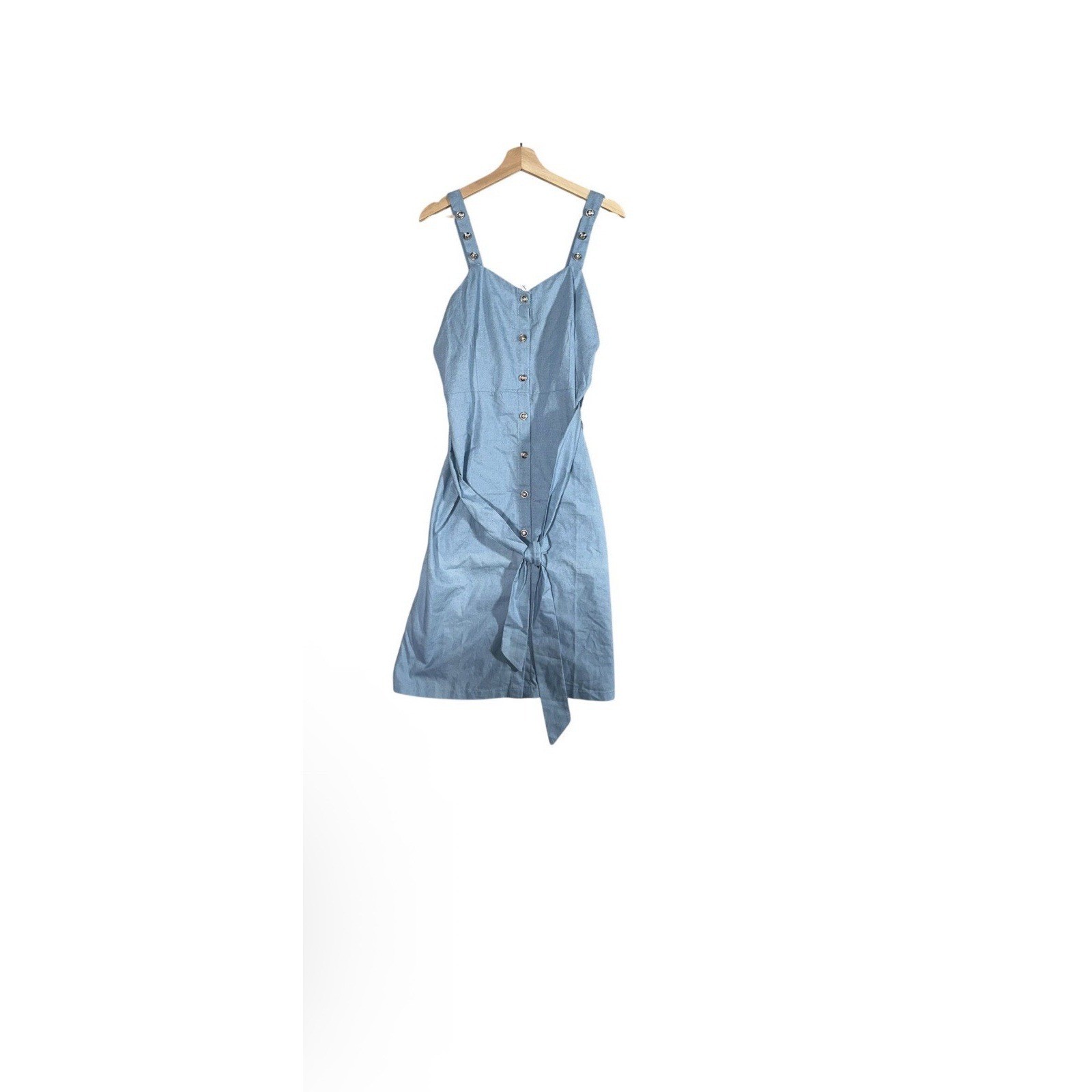 NEW Ny Collection Chambray Shirt Dress Women Sz XL Blue Cotton Sleeveless Belted