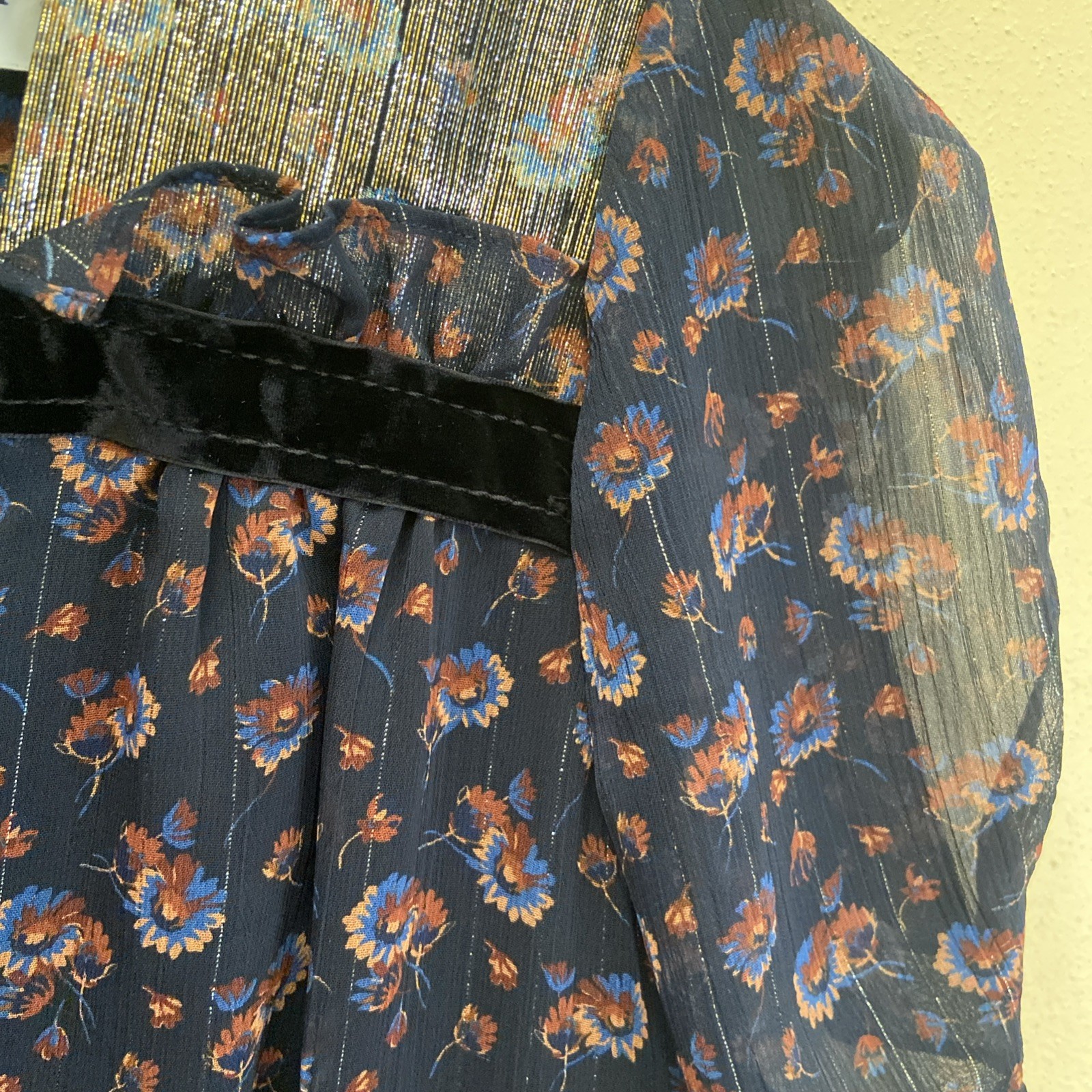 COACH 1941 Floral Print Metallic Silk/Velvet Size 0