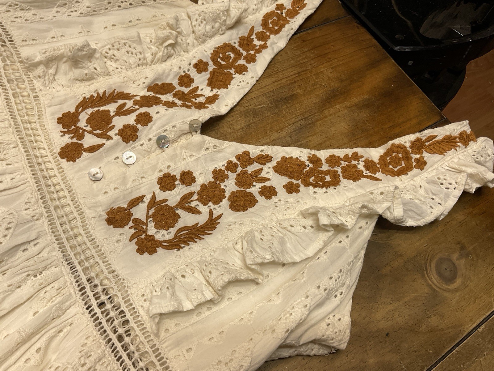 Anthropologie Allison New York Esperanza Embroidered Eyelet Maxi Dress Large