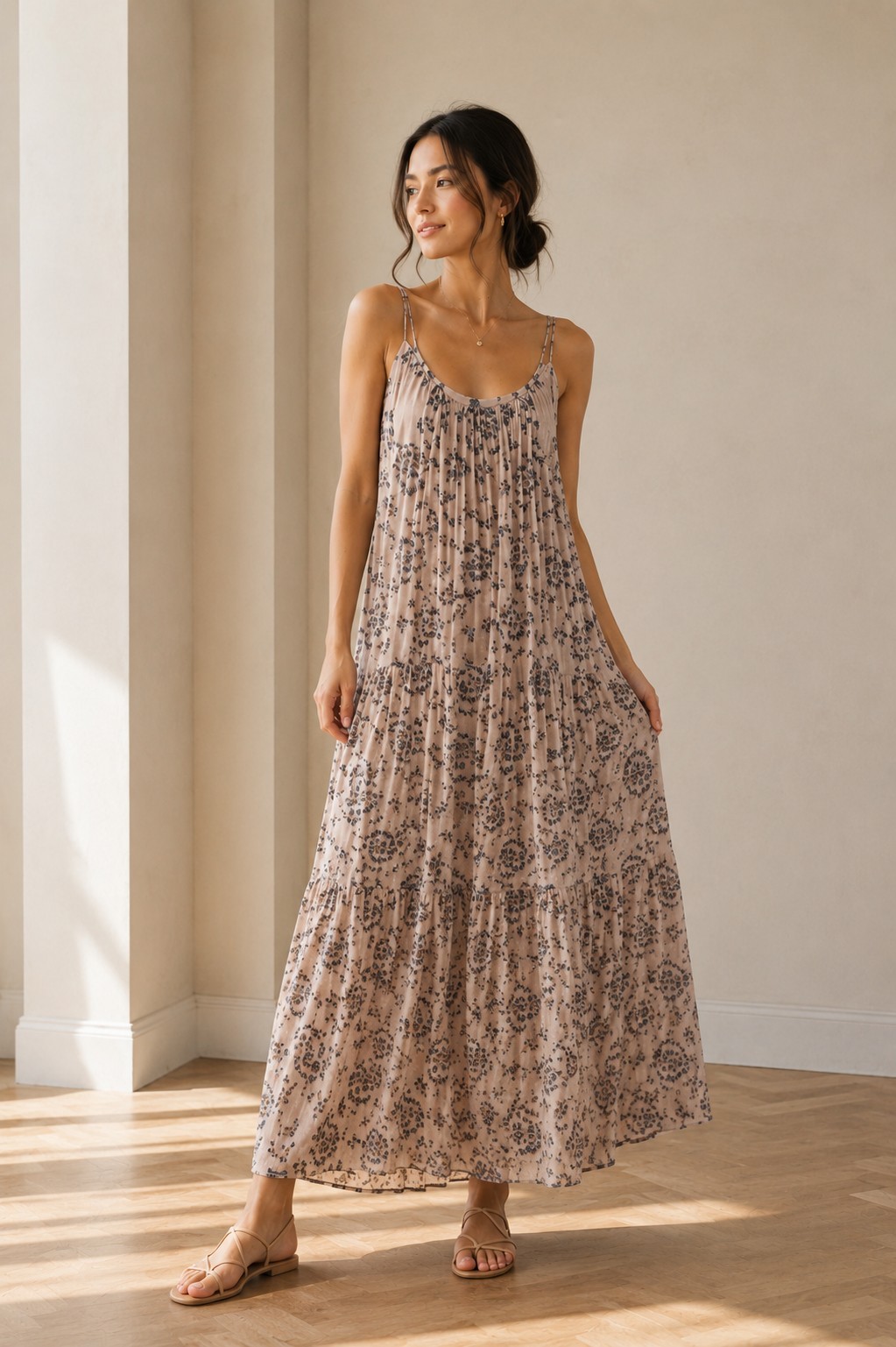 Elena Baldi Silk Blend Maxi Dress M Floral Boho Italy Sleeveless NWT