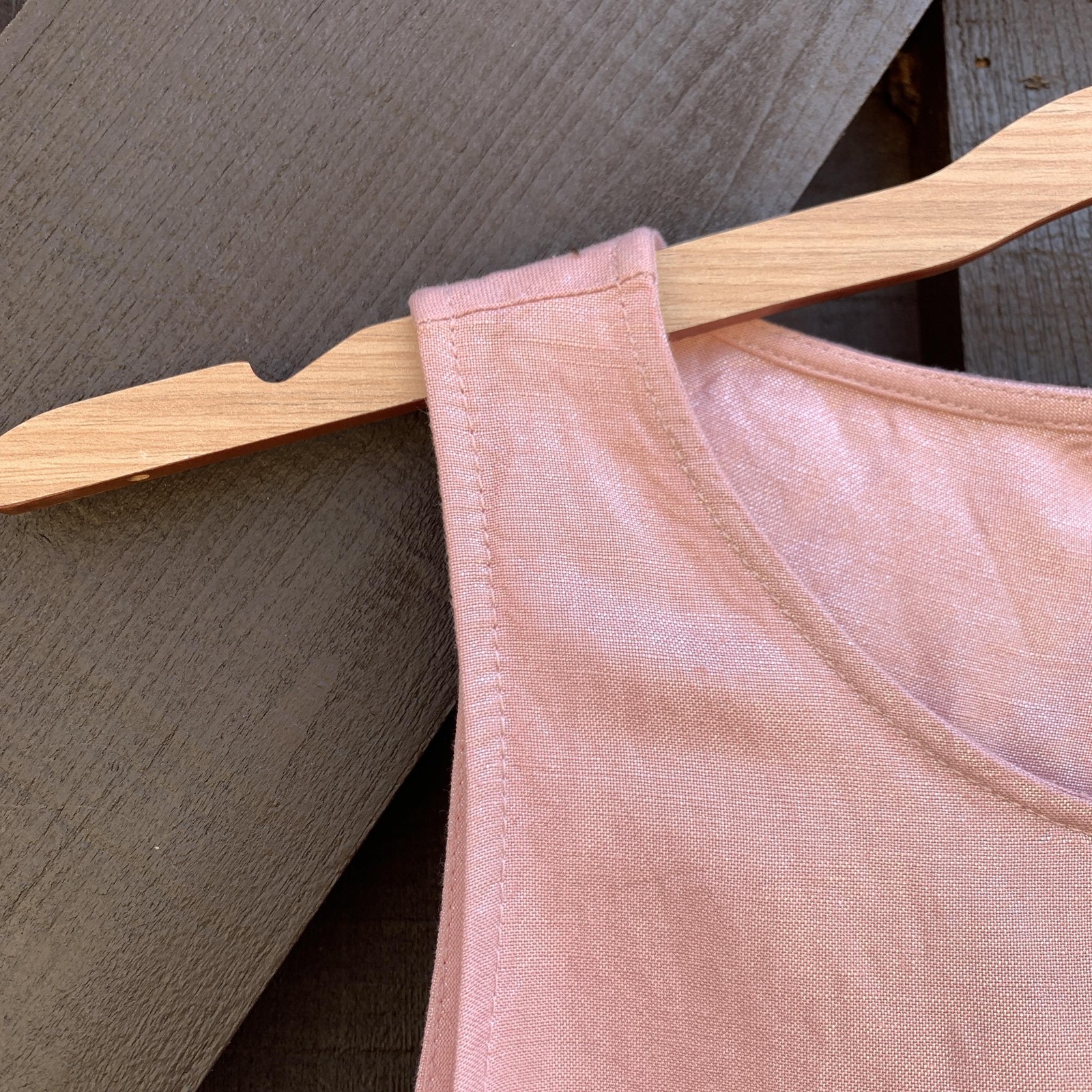 LOFT Dress Womens 2 Pink Linen Blend Sleeveless Shift Midi Keyhole Button Back