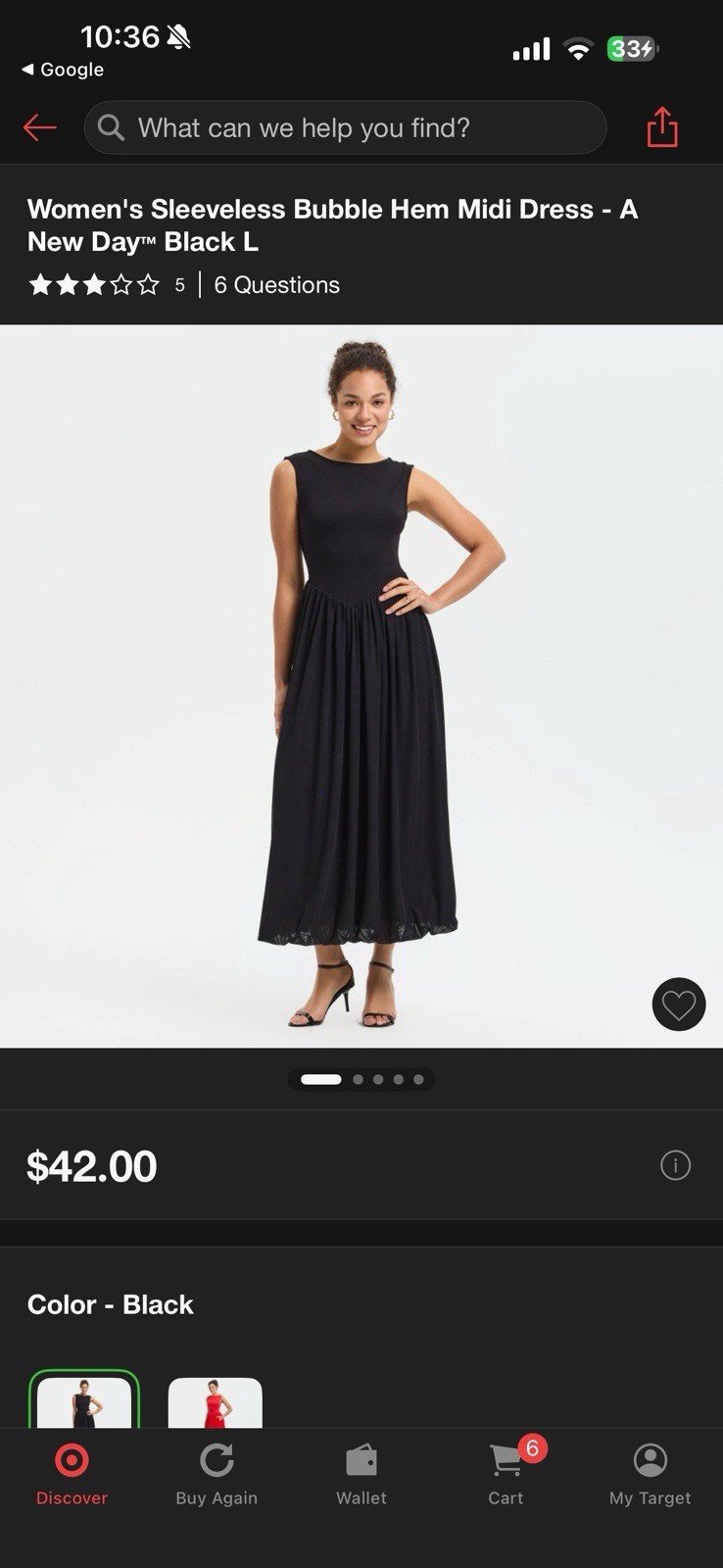 A New Day Women’s Sleeveless Bubble Hem Midi Dress-Black