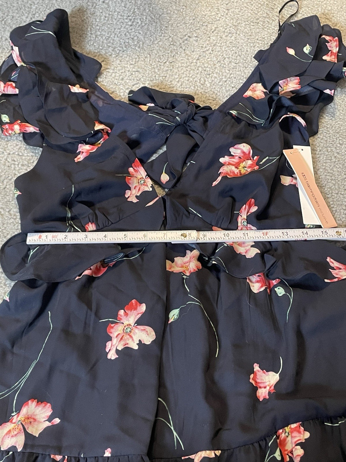 Bloomingdales Exclusive AQUA Maxi Dress L Tiered Floral Pink Plunging Neck Boho