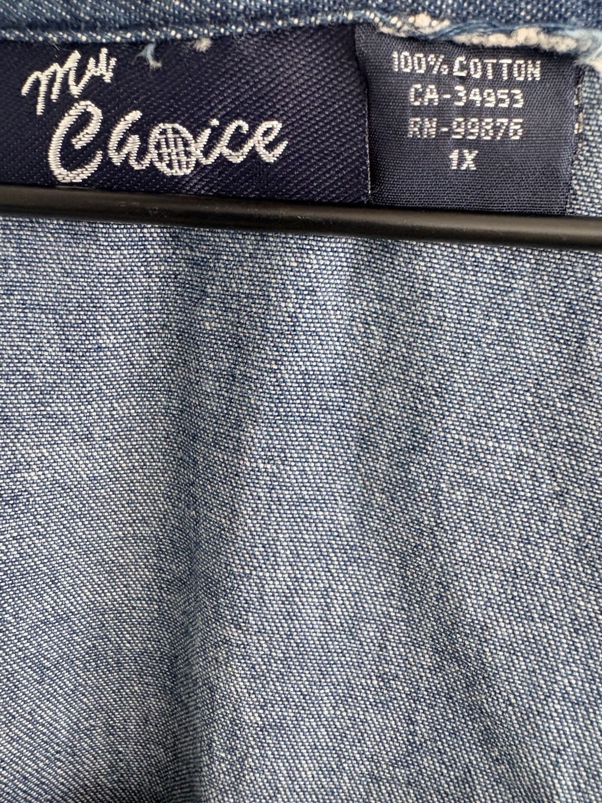 My Choice Yellow Embroidered Denim Sleeveless Dress Womens 1X Vintage
