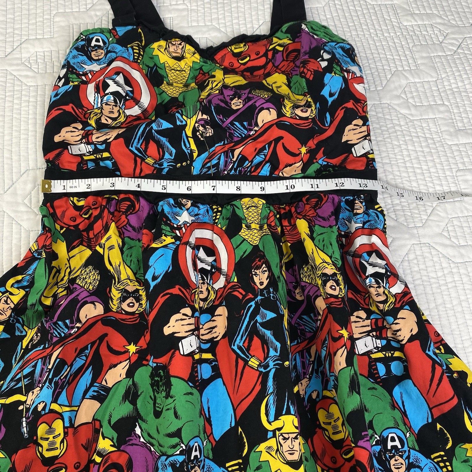Mighty Fine Marvel Comics Print Skater Mini Dress S Sweetheart Neck Sleeveless