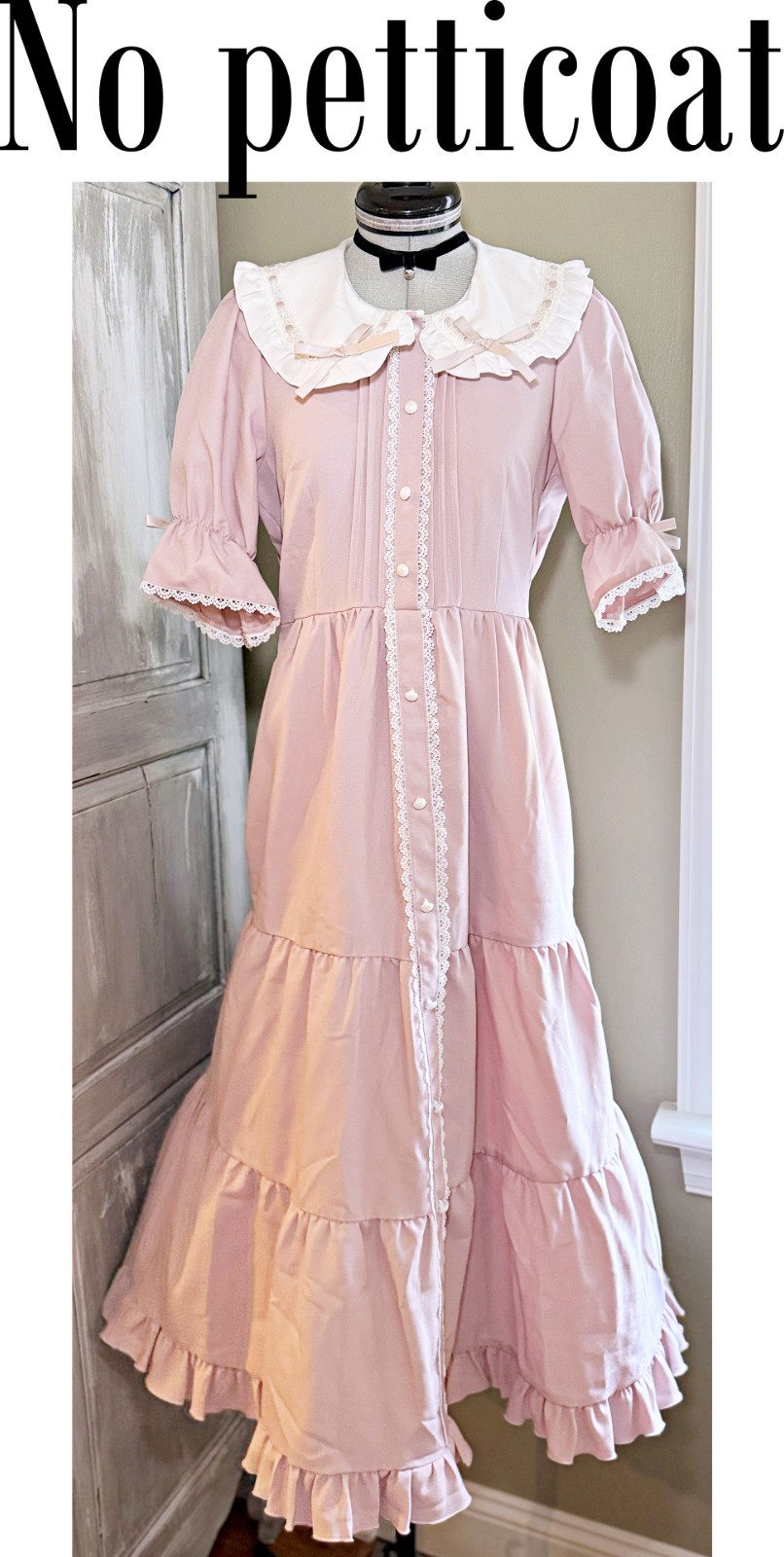 DearMyLove Pink Selectable Length Tiered Dress Long Kawaii Jirai Kei Japan M