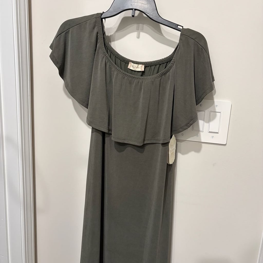 Altar’d State Olive Green Off-the-Shoulder Dress