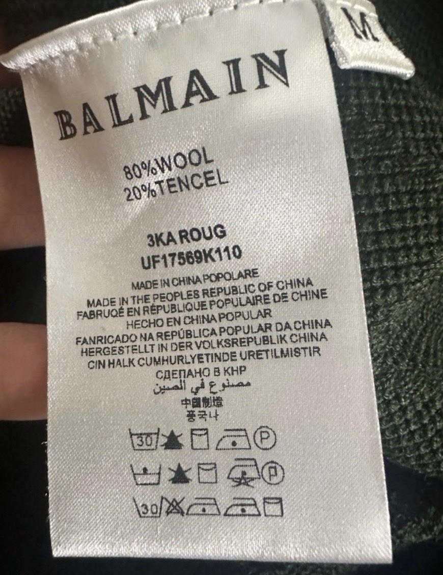 Balmain Green Dress w Gold Button Details Size M Estate Found G2U