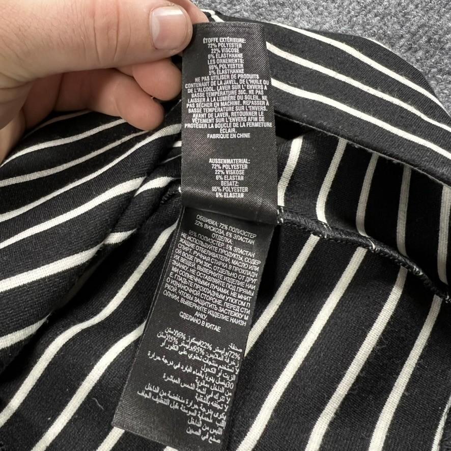 Ted Baker Dress Womens 4 Black Stripe Alexina Fit Flare Half Sleeve Nautical