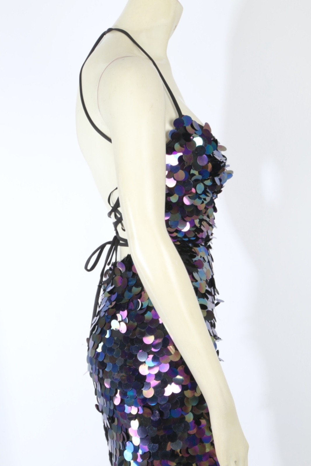 ALYCE Paris Paillette Plunging Neckline Sequin Maxi Prom Dress Gown Women Sz 000