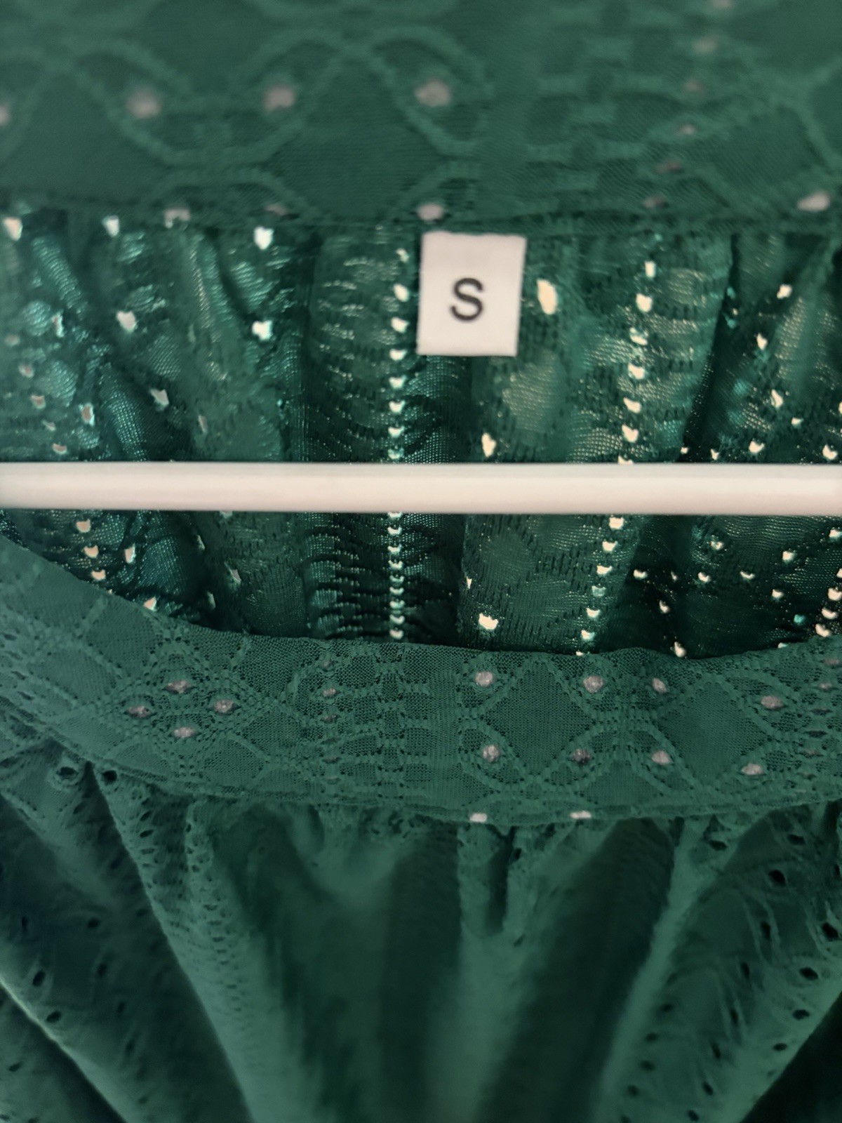 Green Solid Lace Round Neck Sleeveless dress Women Size S