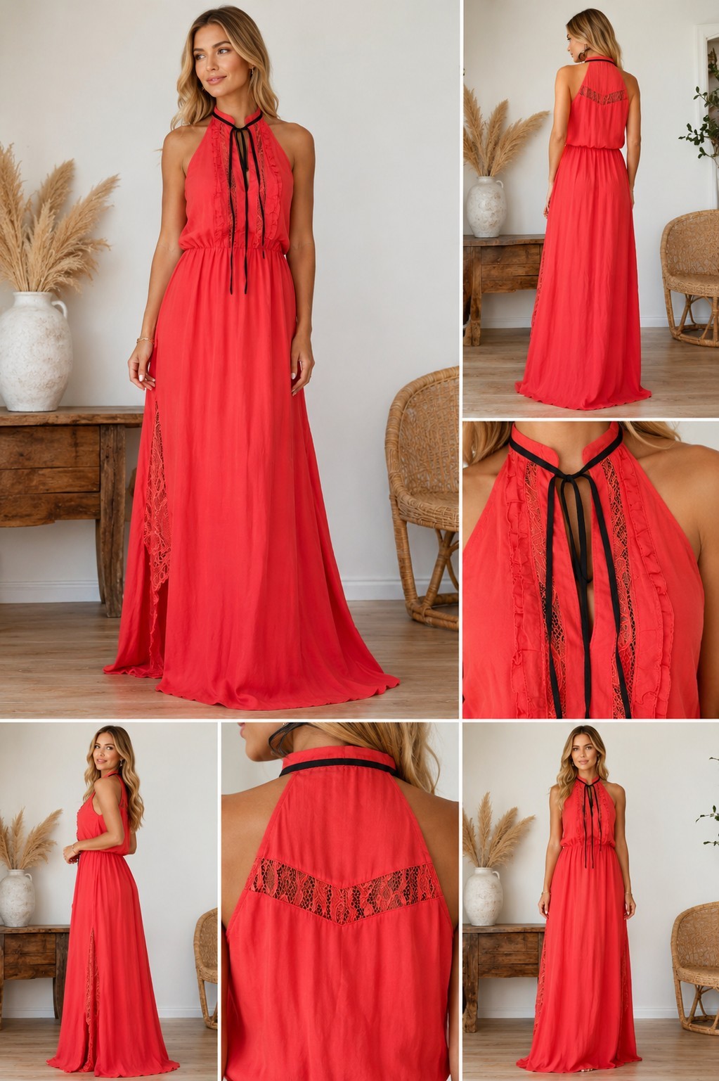 Strut & Bolt Red Prom / Wedding Guest Long Dress Size Medium