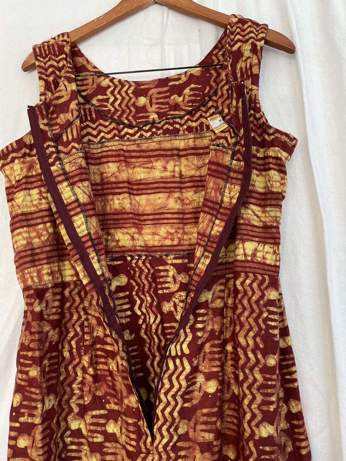 African 100% cotton Long Sundress Genuine Ankara wax batik GHANA zip Handmade L