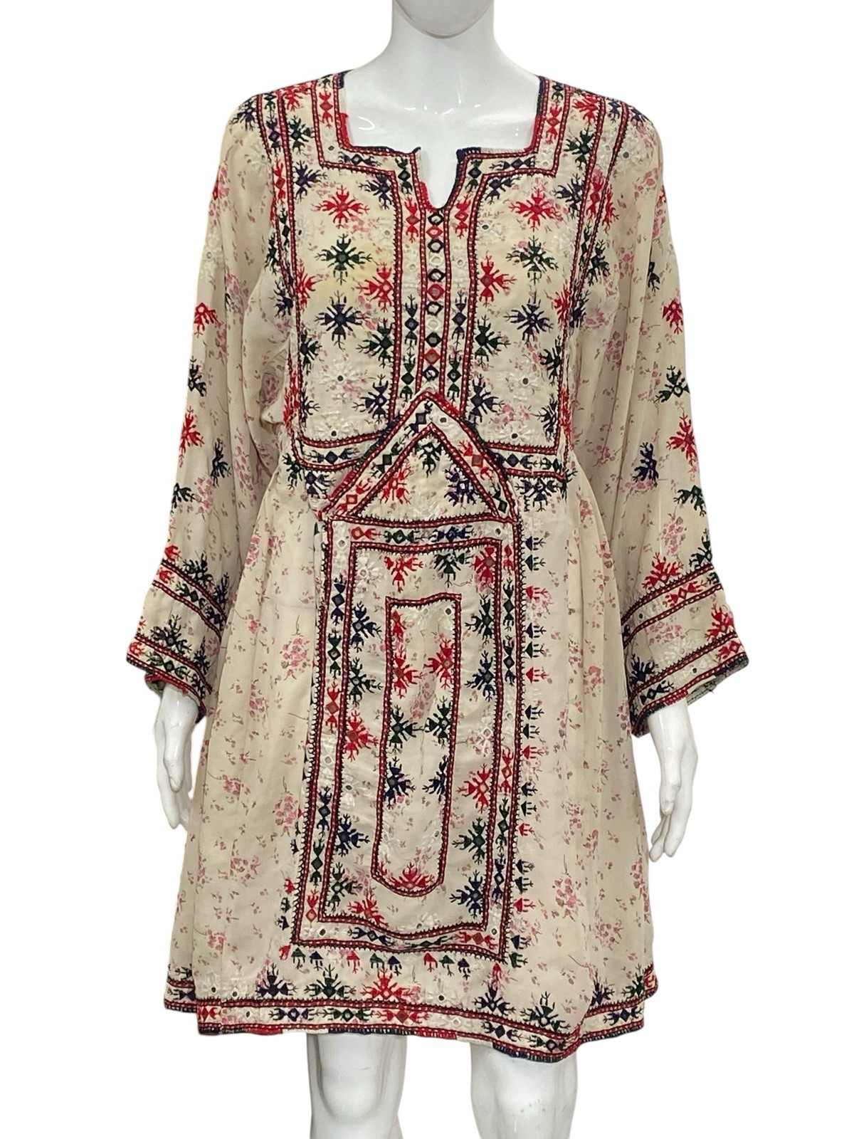 Isabel Marant Etoile Inesia Embroidered Kaftan Style Women Mini Short Dress S 36