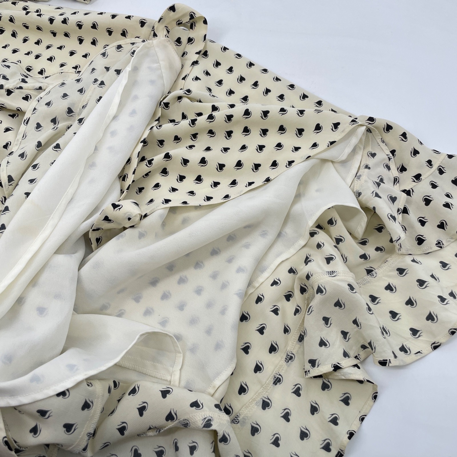For Love and Lemons womens size S Sweetheart Wrap Mini Dress in Creme Hearts