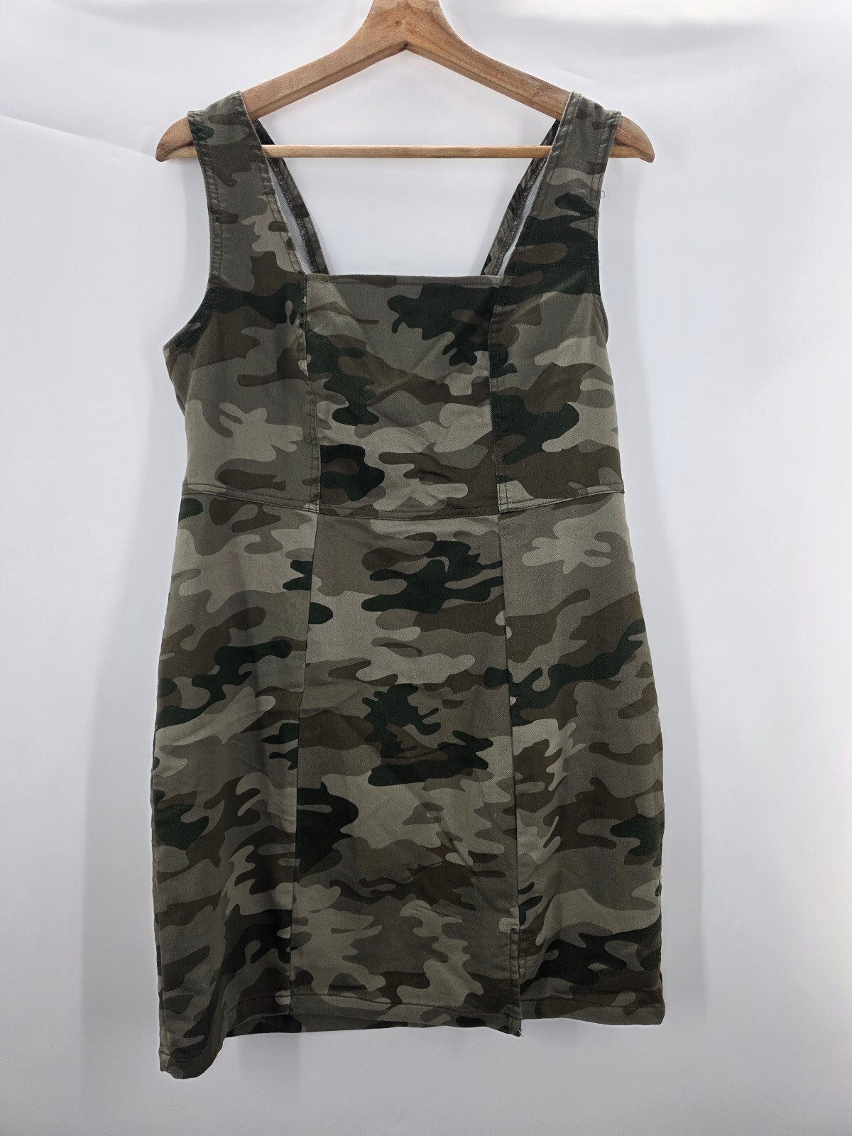Camouflage Print Sleeveless Mini Dress with Square Neck