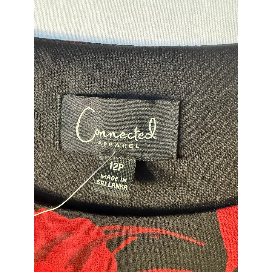 Connected Petite Printed Round-Neck Side Red 12P