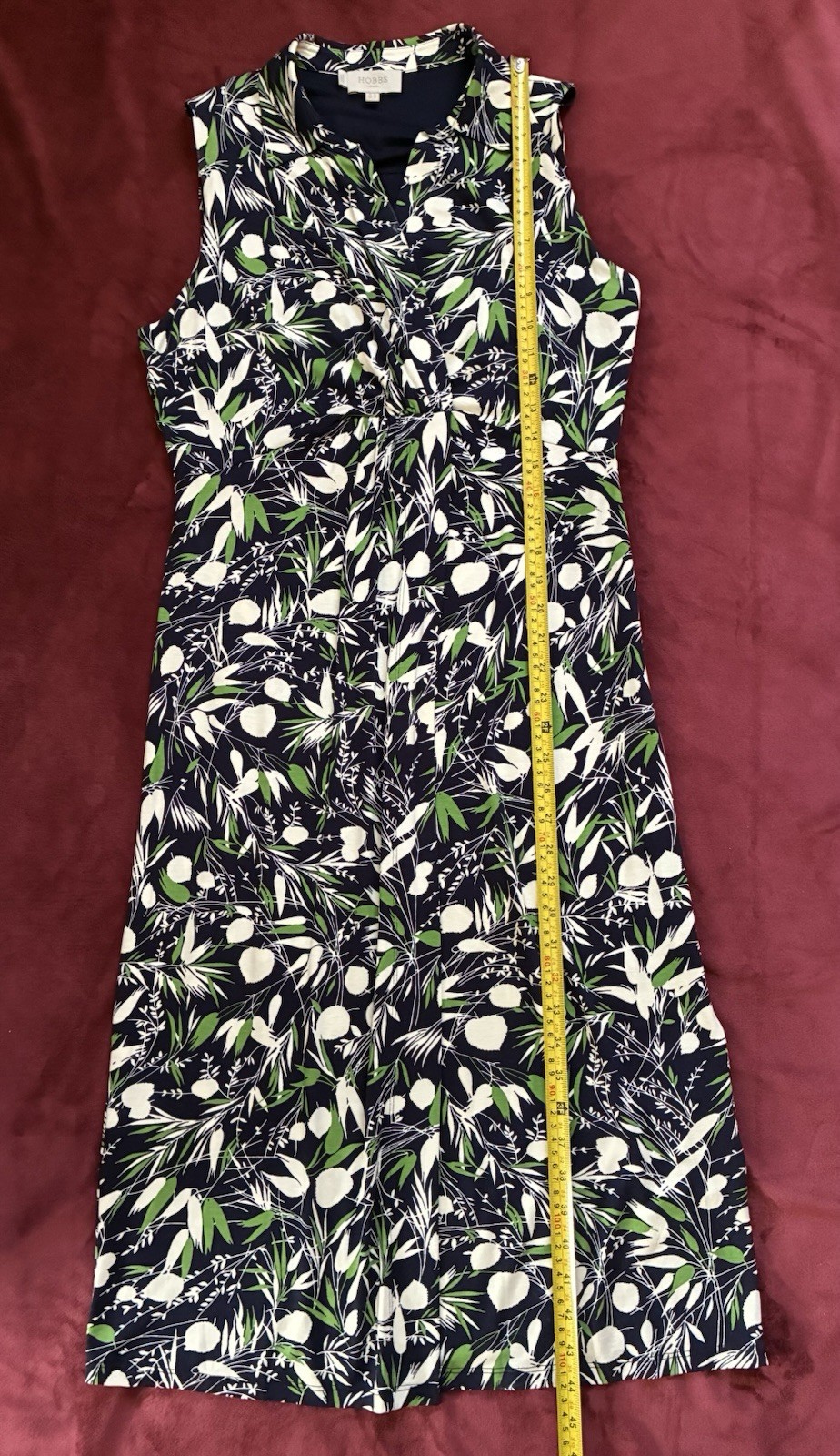 Hobbs London Nadia Sleeveless Jersey Midi Dress Collared Faux Wrap Stretchy 8