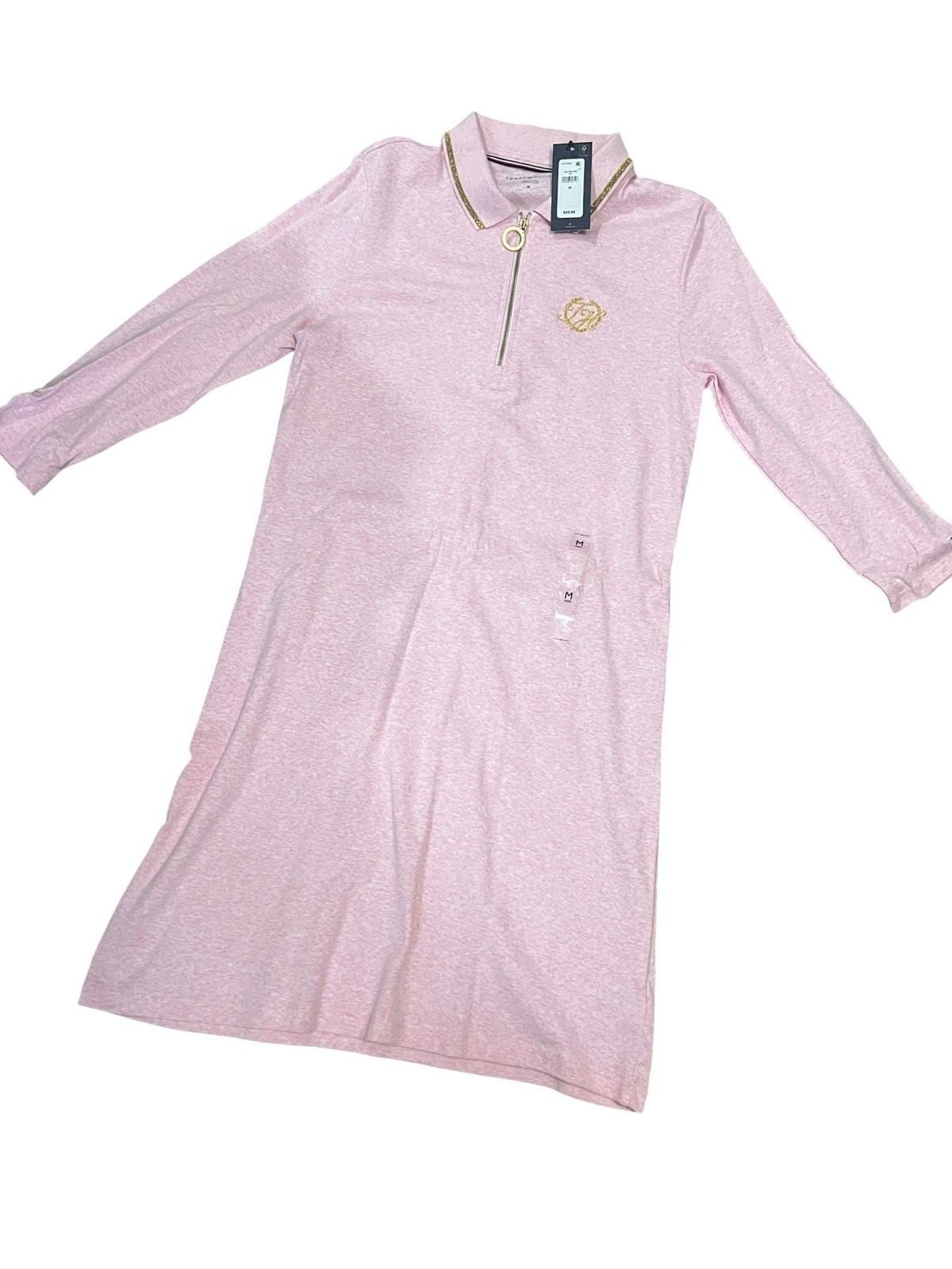 Tommy Hilfiger Women’s Long Sleeve Half-Zip Polo Dress with Metallic Detail