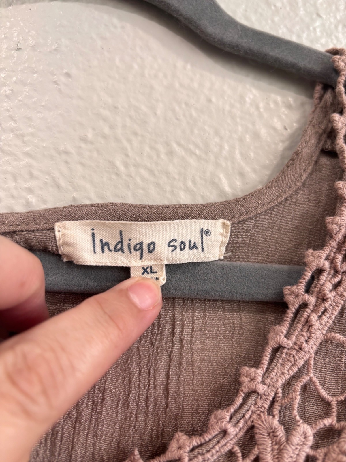 Indigo Soul XL Sleeveless Boho Tunic Dress With Crochet Lace Details Mauve Pink