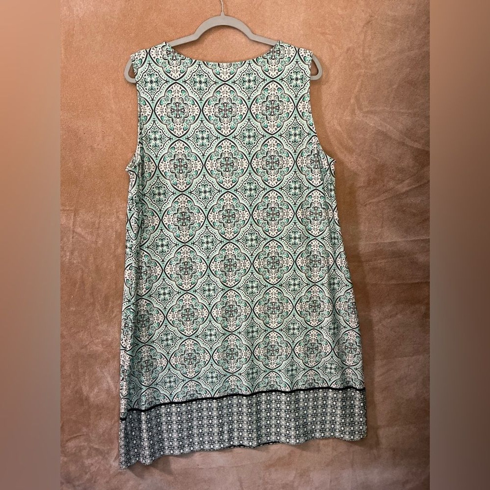 Tacera Turquoise and Black Patterned Dress