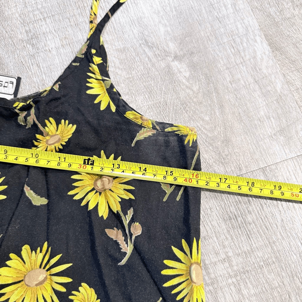 Anxiety Black Daisy Sunflower Daisy Floral Mini Dress Small VTG Y2K 90s