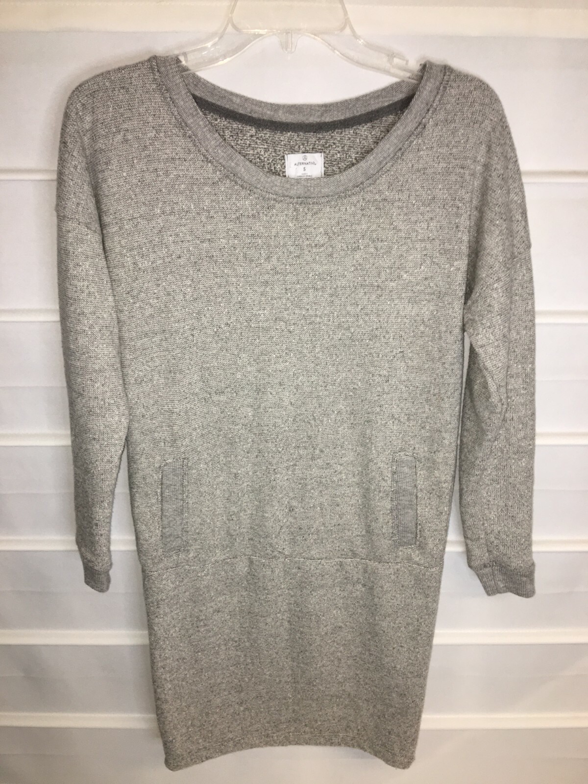 Alternative Gray Tweed Polyester Cotton Blend Dress 3/4 Sleeves Small EC!
