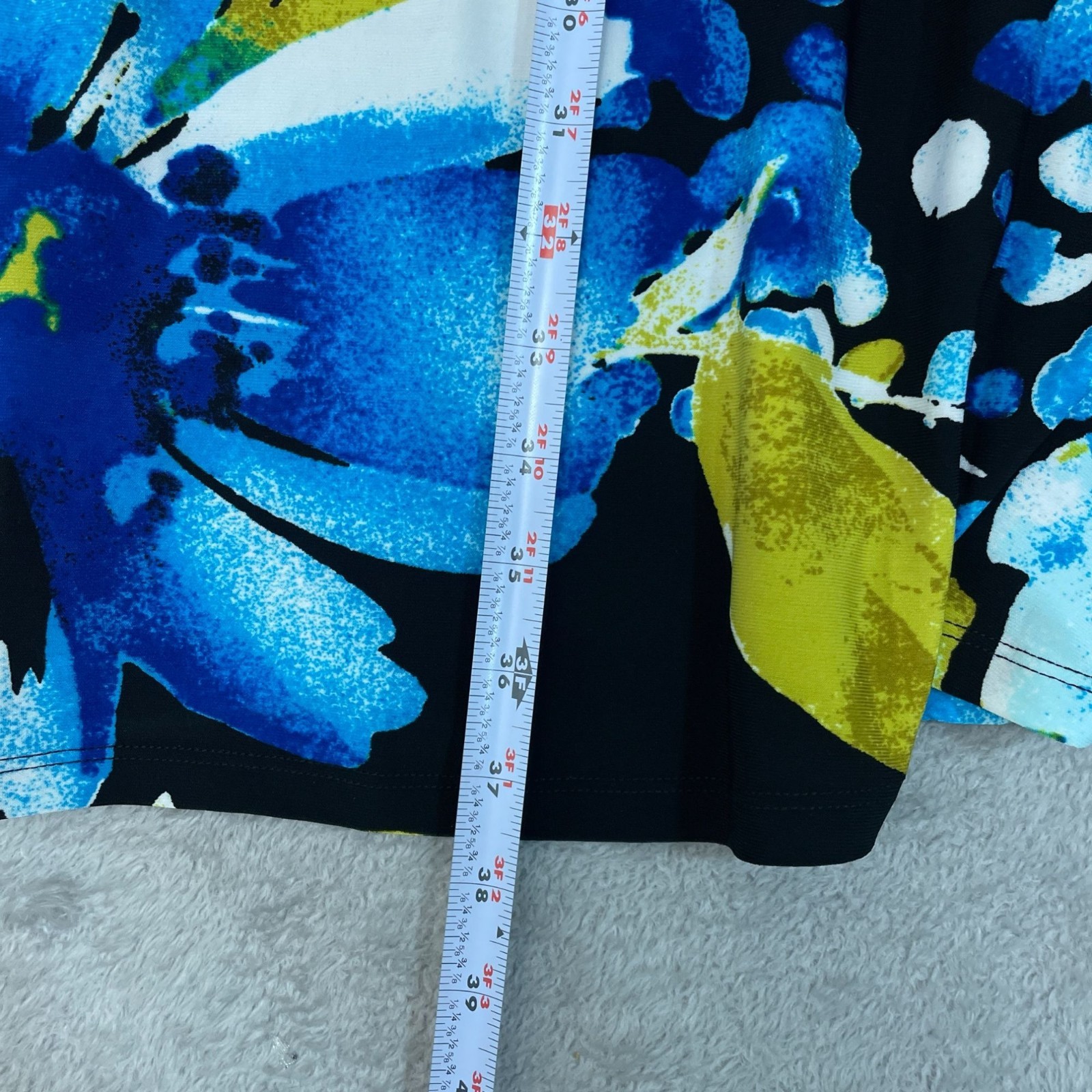 NWT Anne Klein Women’s L Blue Stretch Floral Sleeveless Knee Dress Multi B1414