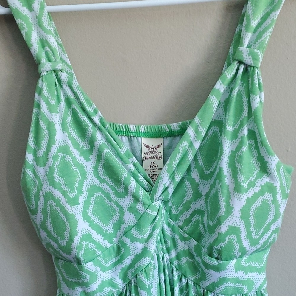 Faded Glory Green and White Maxi Summer Dress