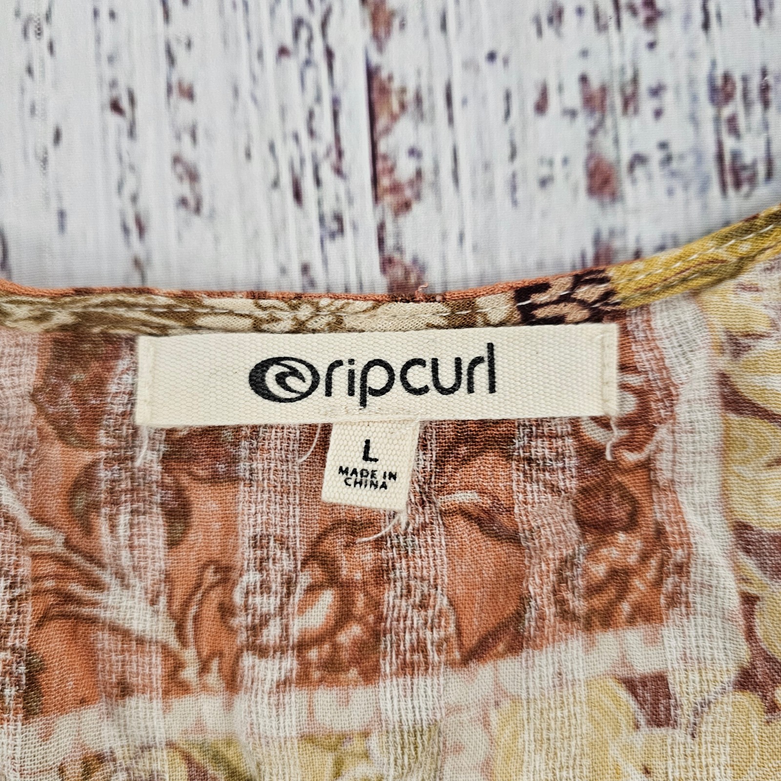 Rip Curl Boho Patchwork Bell Sleeve Tie Waist Flowy Festival Dress Large