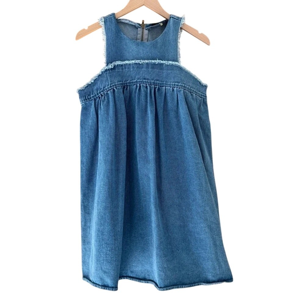 1260 – Sugar Lips Deniim Tank Dress – Size Med – Raw edge–NWT