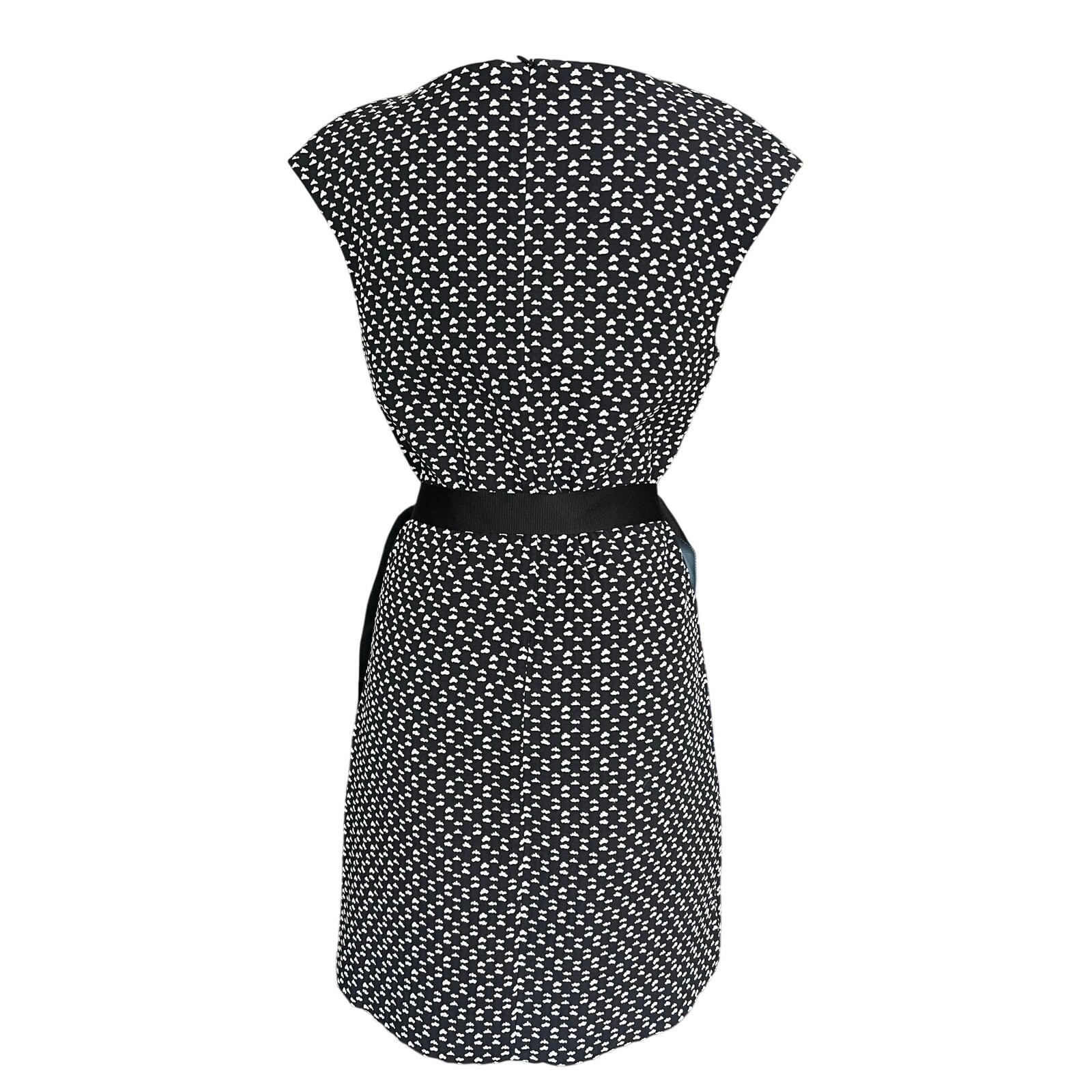 Cop Copine Black White Dress Belted Sleeveless Made in Portugal Office Wear
