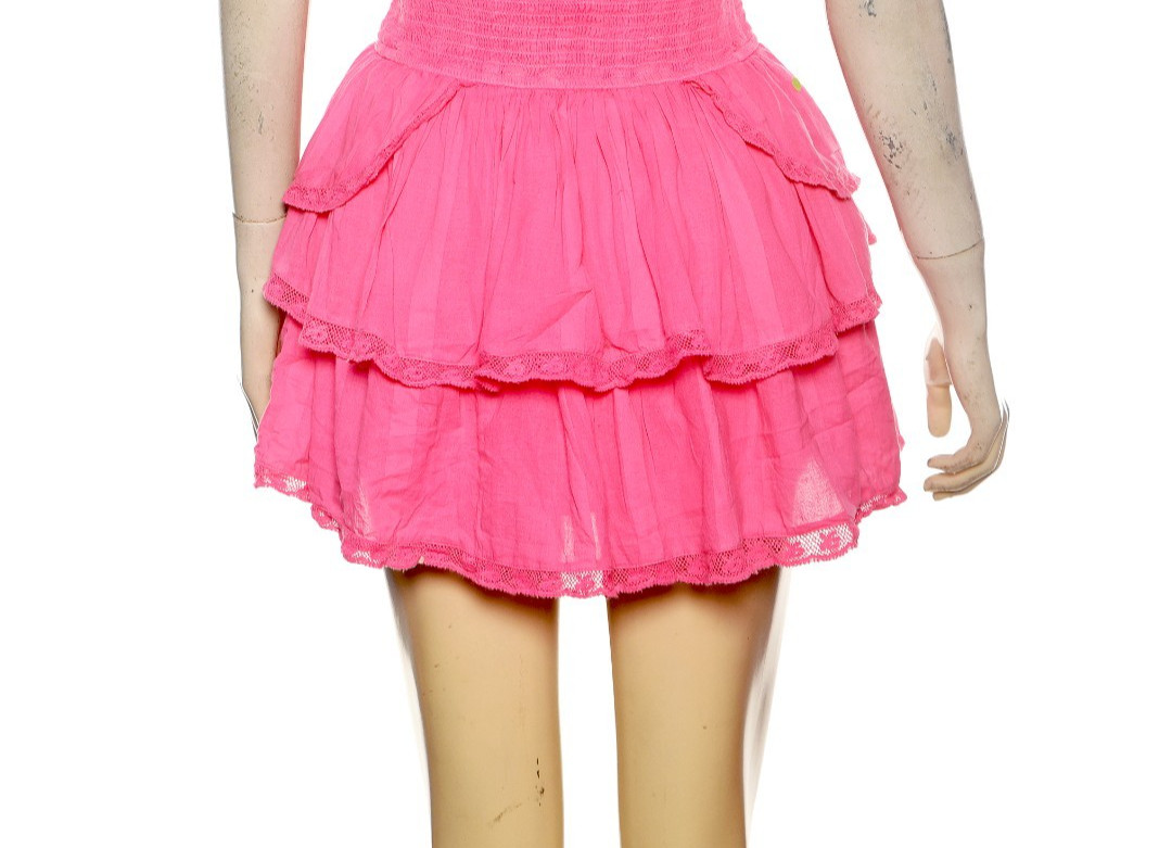 LoveShackFancy Deanna Heritage Halter Mini Dress XXS P Halter Pink Cotton 46361