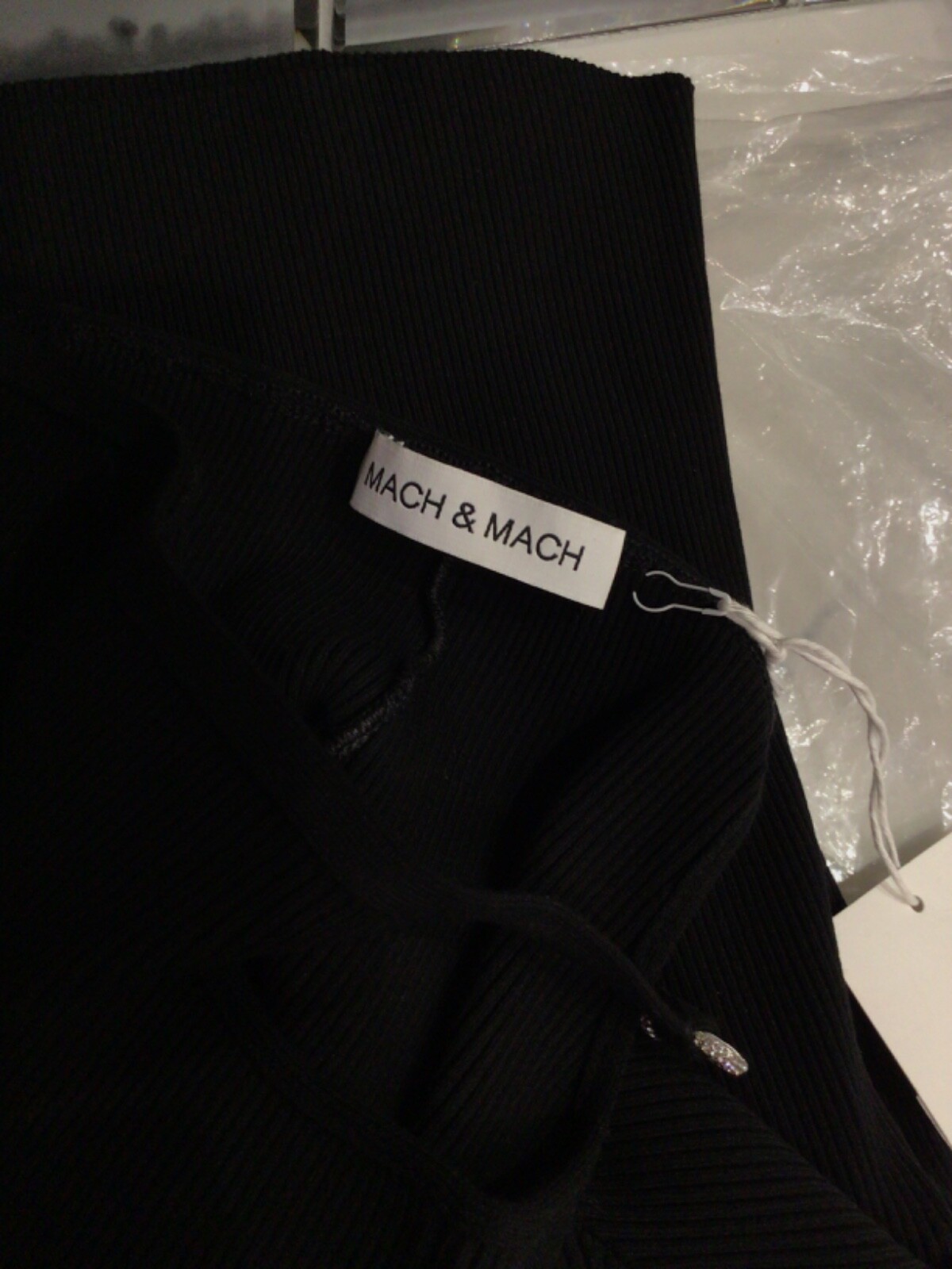 MACH&MACH Black Bow Trousers knit trousers. Cutout and crystal bow accent Size S
