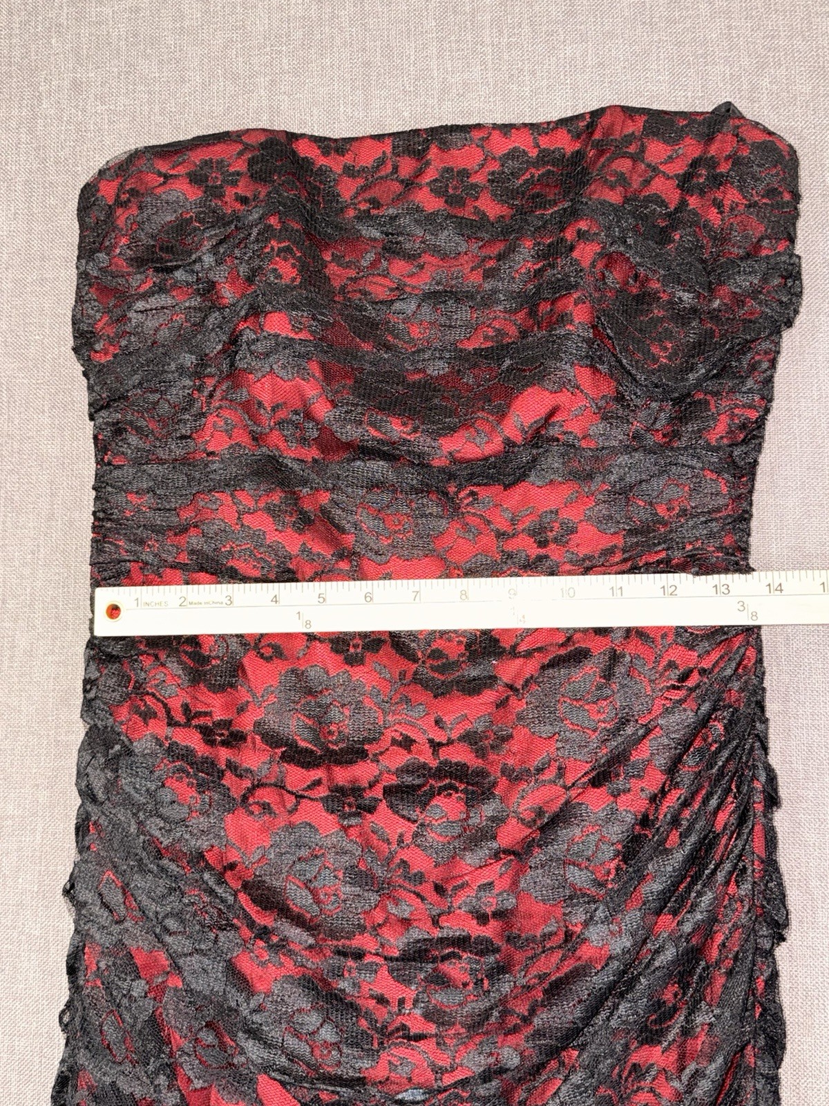 Maria Bianca Nero Vintage Red And Black Lace Dress Small Strapless Corset Size M