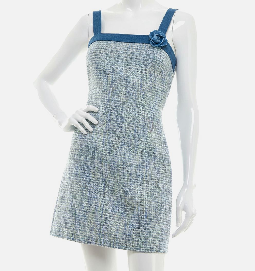 City Studios Juniors’ Blue Sequin Boucle Sleeveless Sheath Dress Size 15/16