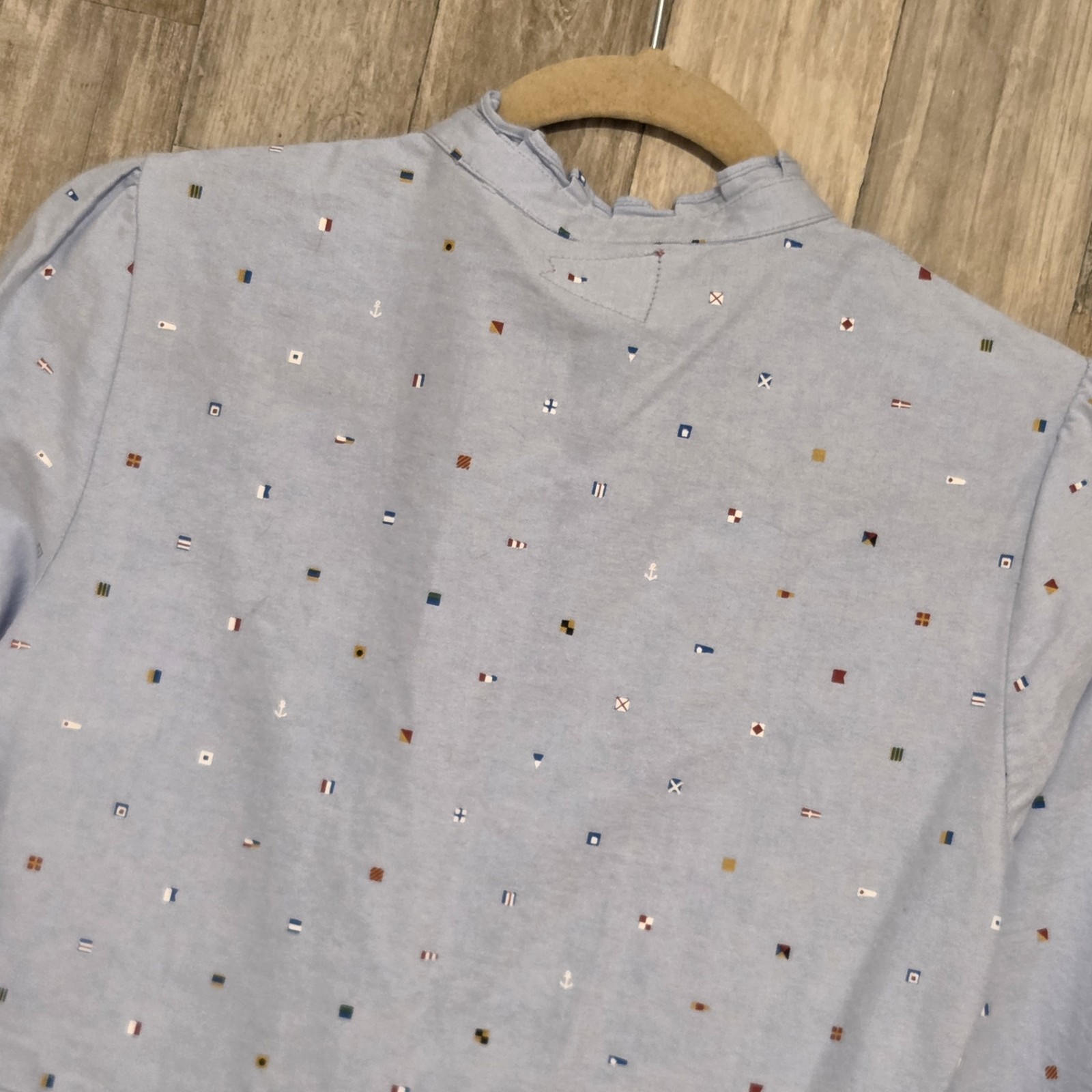 KJP Kiel James Patrick Seafari Mini Dess Button Up Size XS Blue Coastal No Belt