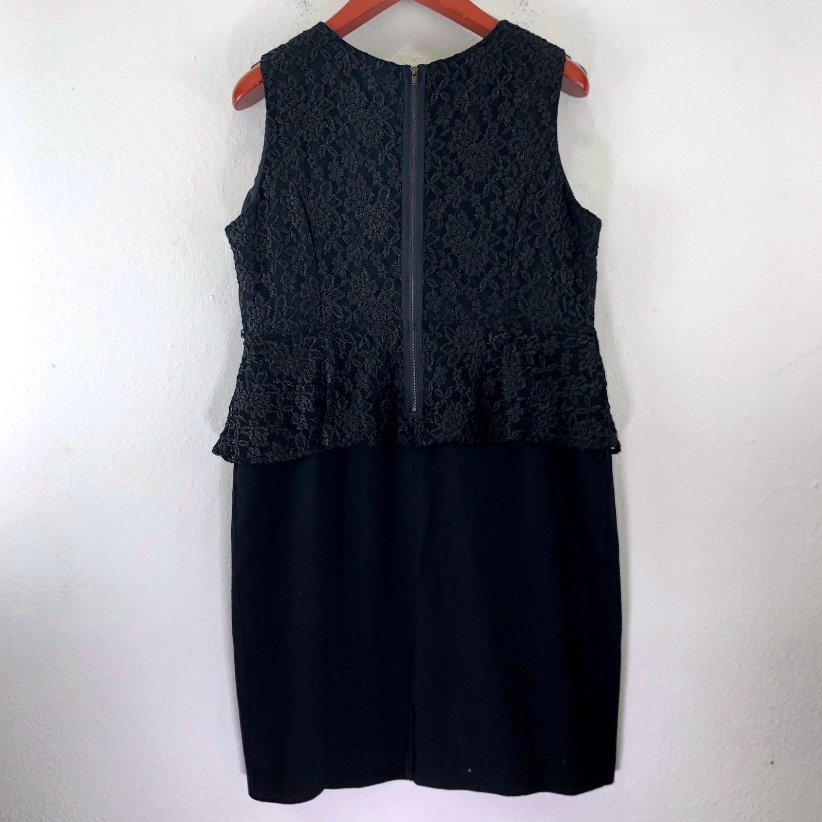 Worthington Woman Black Lace Peplum Sheath Dress Plus Size 18W Sleeveless