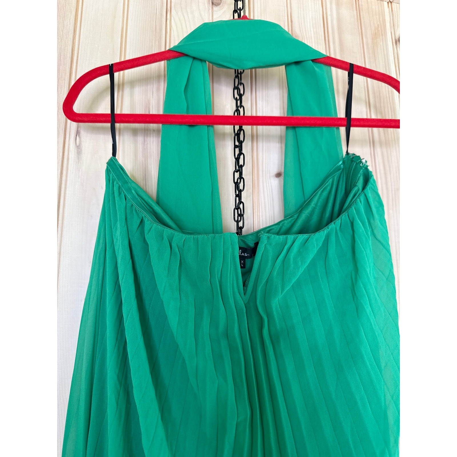 NWT Lulus Lael Green Pleated Strapless Dress and Scarf Set Wedding Banquet Sz S