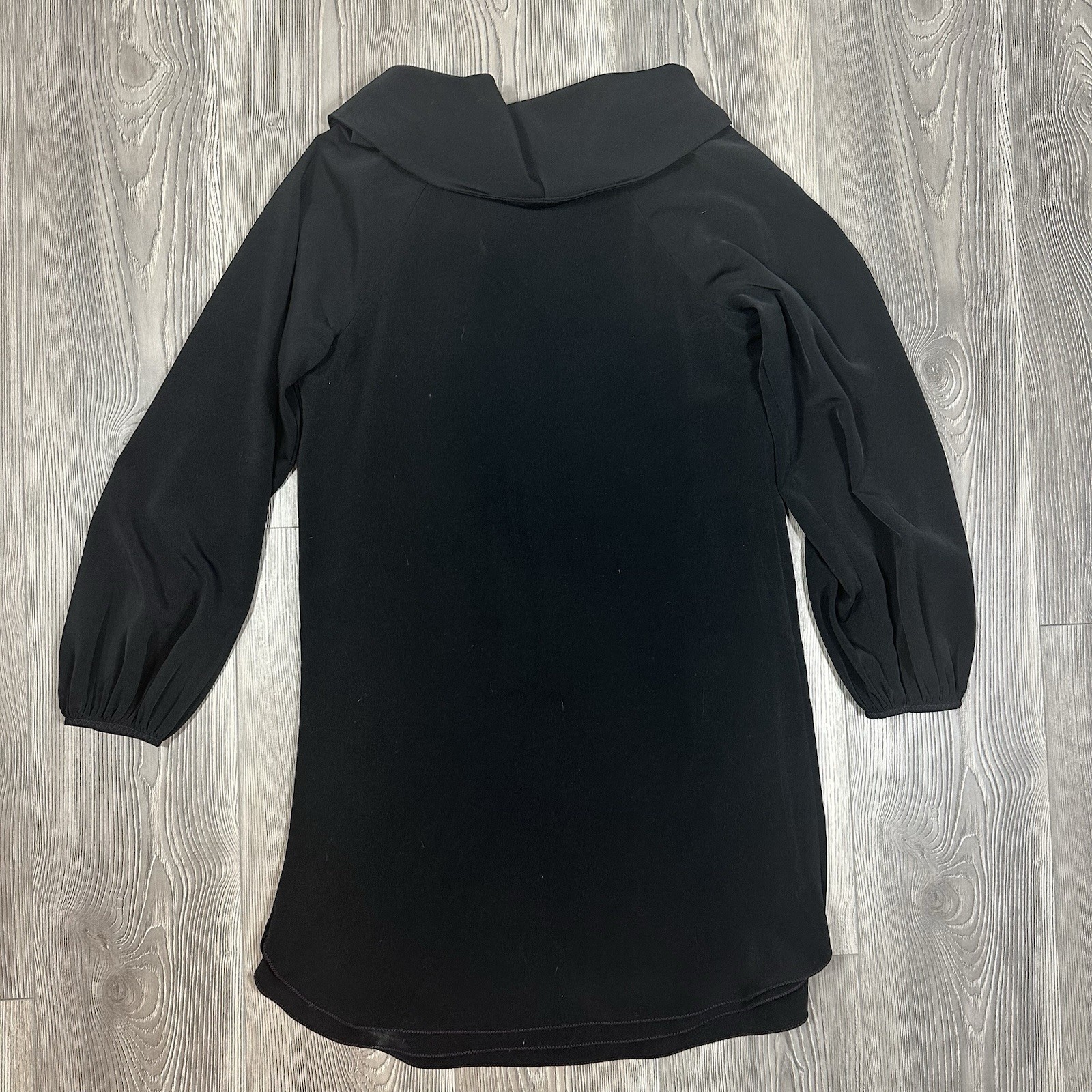Thread Social Black Cowl Neck Long Sleeve Dress Purple Stitching Cocktail Party