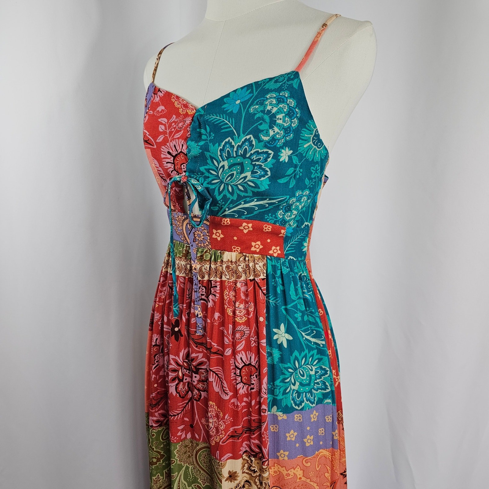 Cupshe Paisley Patchwork Sleeveless Front Slit Maxi Dress Women’s Size S NWT