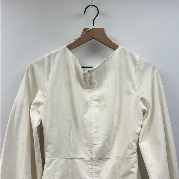 NWOT Sabo Minna Button-Up Ruched Balloon Sleeve Mini Dress White 6