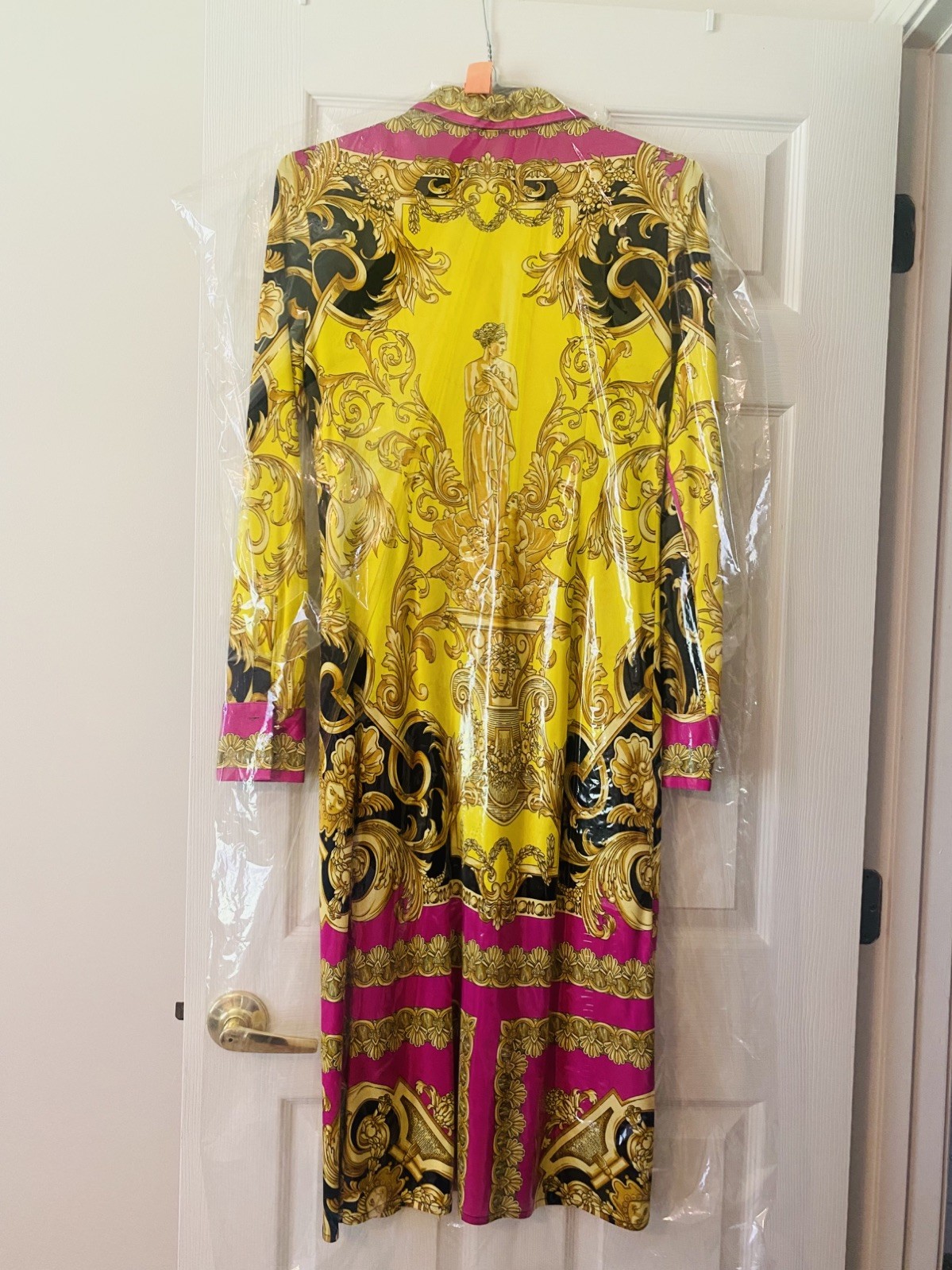 Gianni Versace Long Multi Color Button down long sleeve Dress made in Italy 40