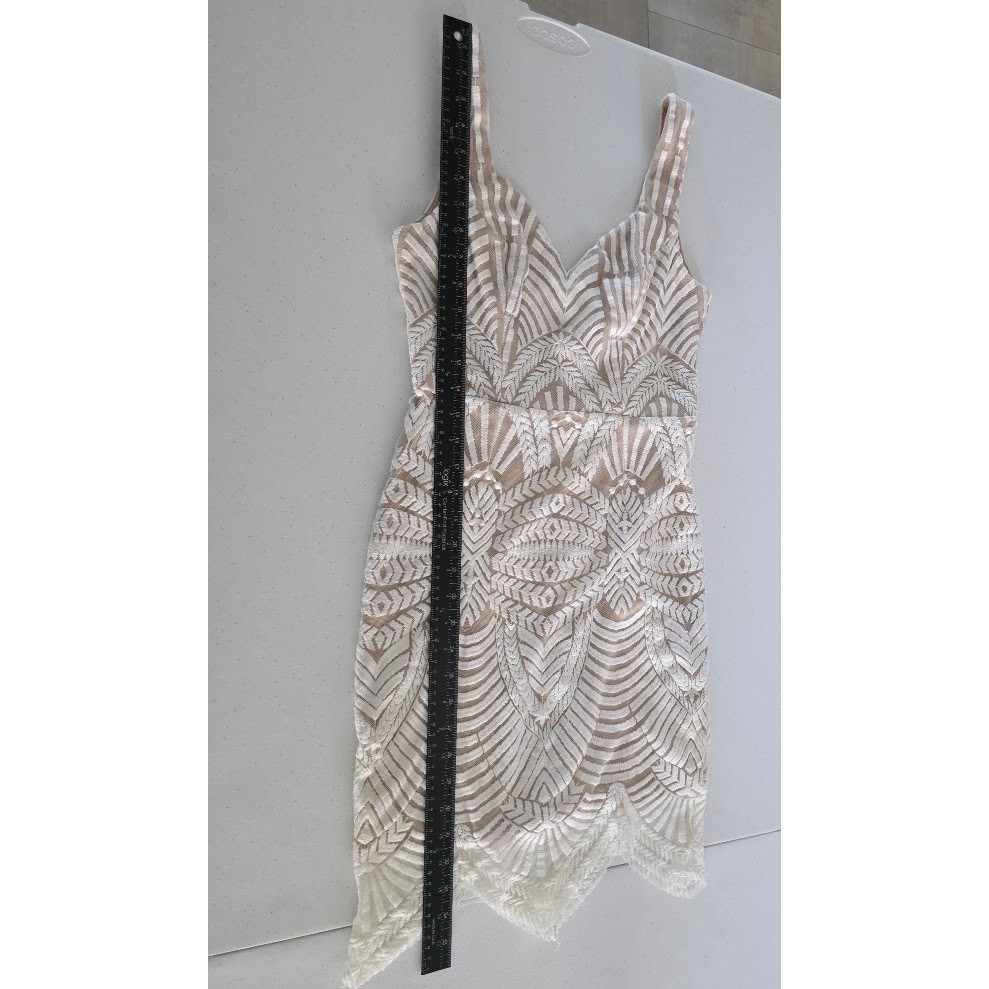 Hello Molly White Lace Overlay Bodycon Mini Dress V Neck Sleeveless Size S US 4