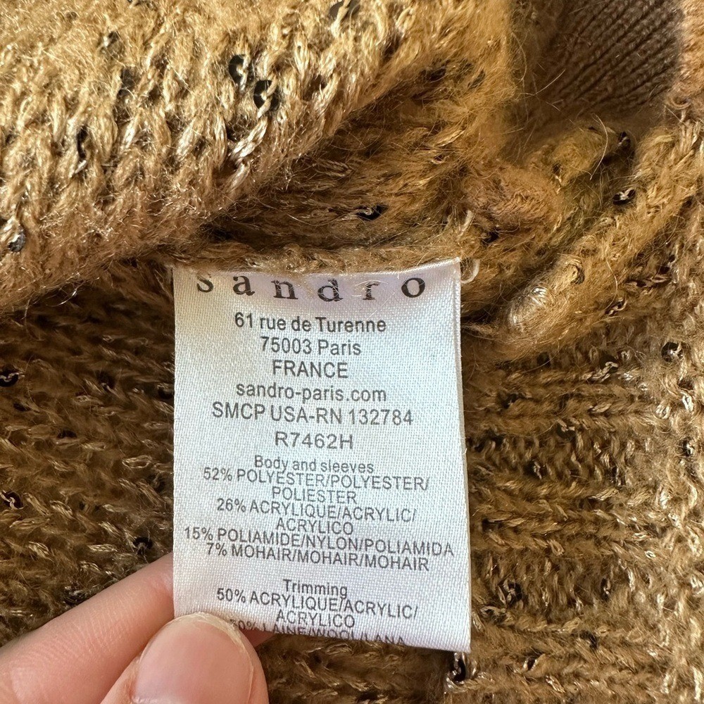 Sandro Tan Textured Knit Sweater Dress