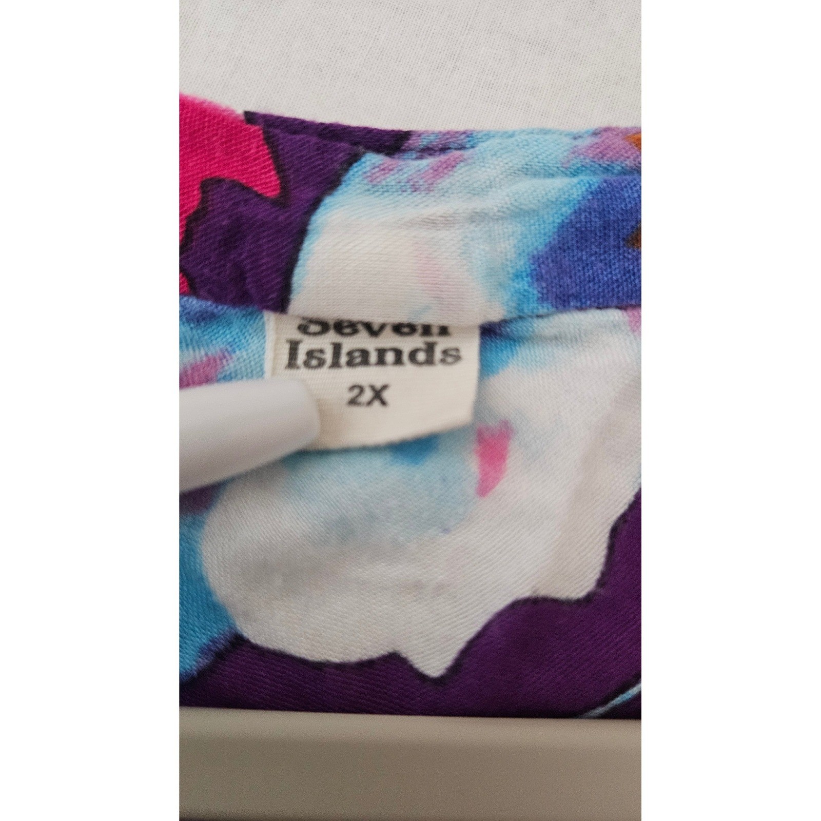 Seven Islands Purple Floral Handkerchief Hem Rayon Sleeveless Dress Womens 2X