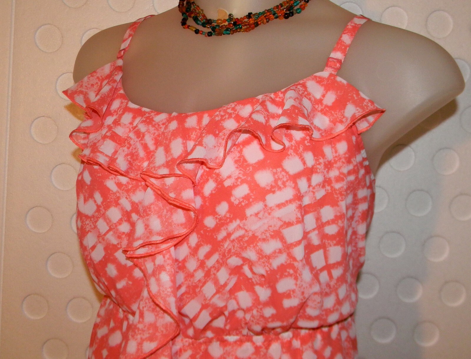 Lane Bryant Ruffle Spaghetti Strap Midi Dress 22 – 24 Coral / White Lined Pink