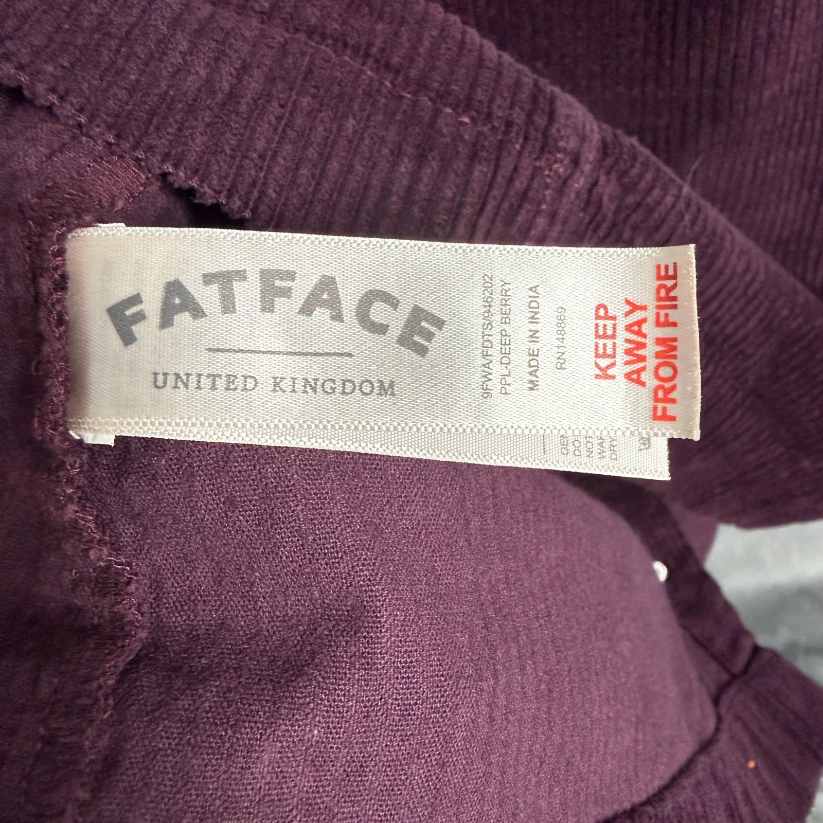 Fat Face US 12 UK 16 Purple Pinafore Dungaree Mini Dress Corduroy Button Pockets