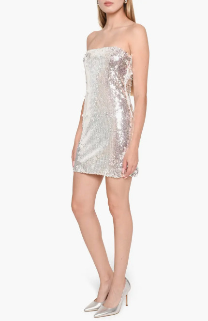 WAYF Jourdan Sloane White Sequin Strap/Strapless Minidress SZ M NWT