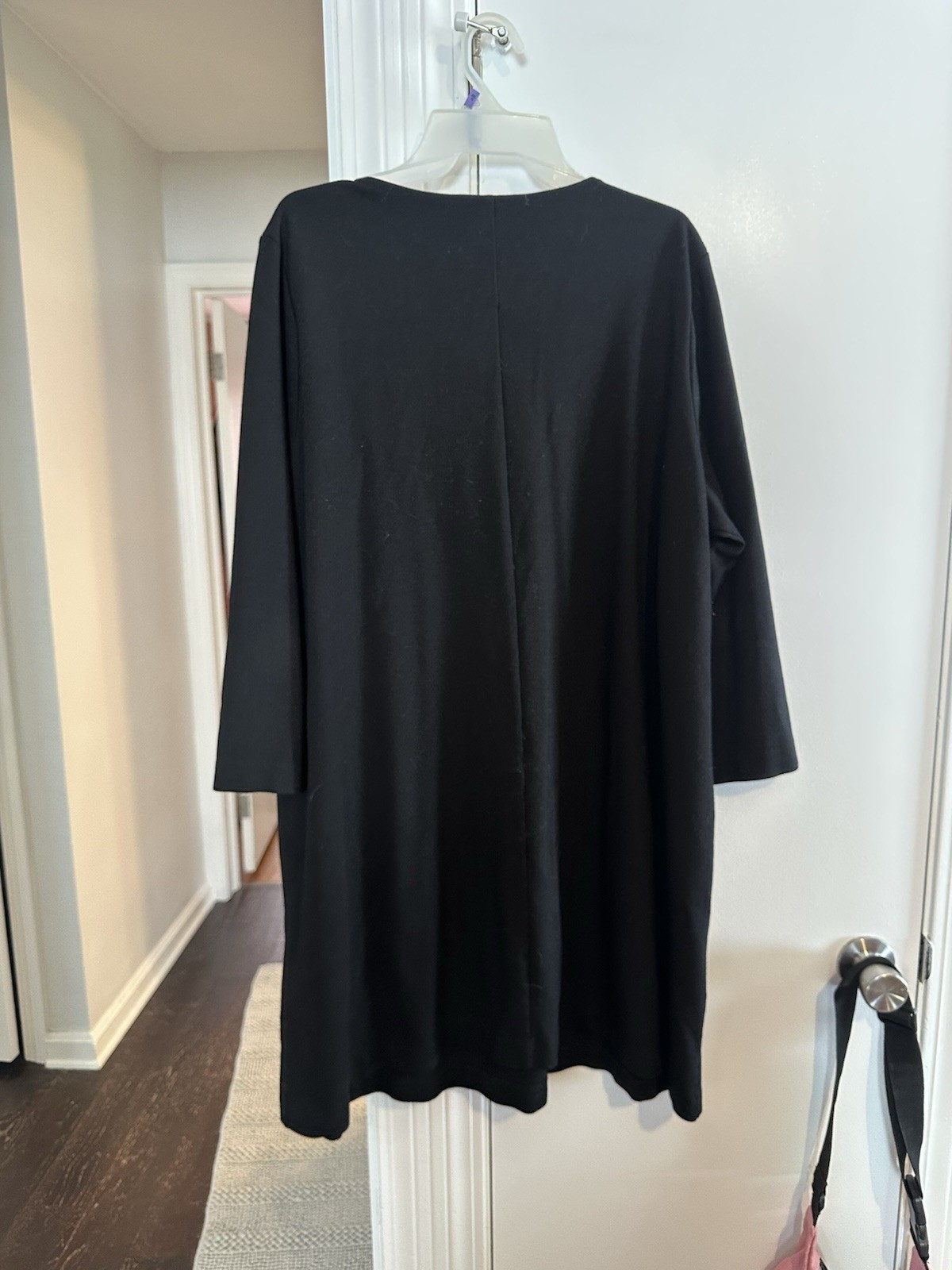 H&M Women’s Black Shift Dress Size 2XL 3/4 Sleeve With Pockets Mid Length